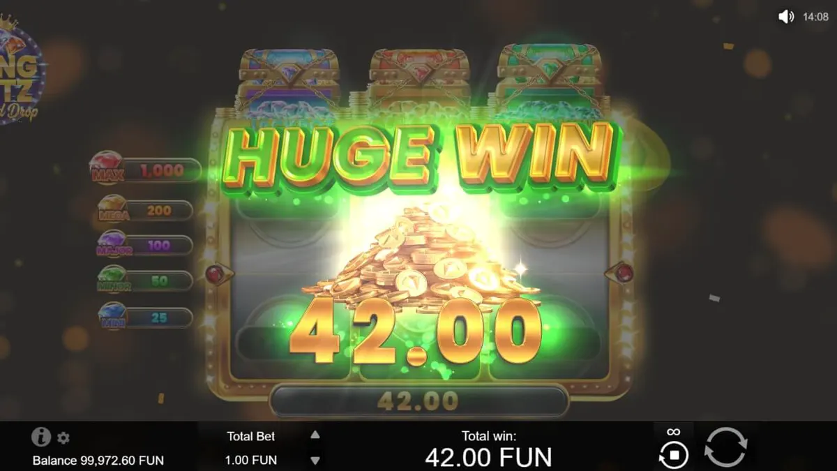 Tampilan visual mewah dari permainan slot Bling Blitz Diamond Drop dengan simbol berlian dan emas.